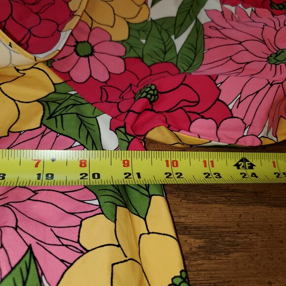 Listicle Pink and Yellow Floral On or  Off the Shoulder Short Sleeve Top Large - Picture 6 of 6